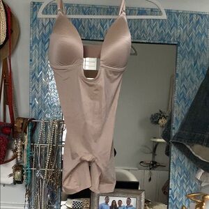 SPANX Cream Shapewear Bodysuit with Plunging Neckline